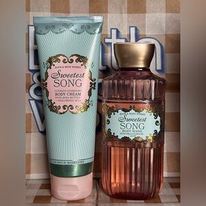 NEW B&BW Sweetest Song body cream 24 hour moisture & body wash w/ skin benefits